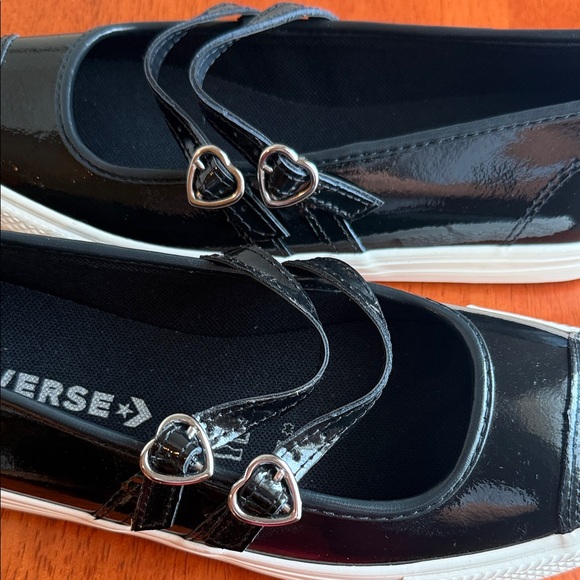 Converse Black Mary Jane with Hearts Shoes 8.5 - Picture 6 of 8